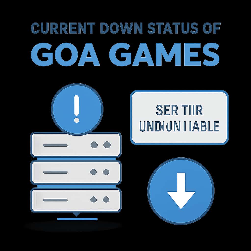 An educational illustration about the current down status of Goa Games.
