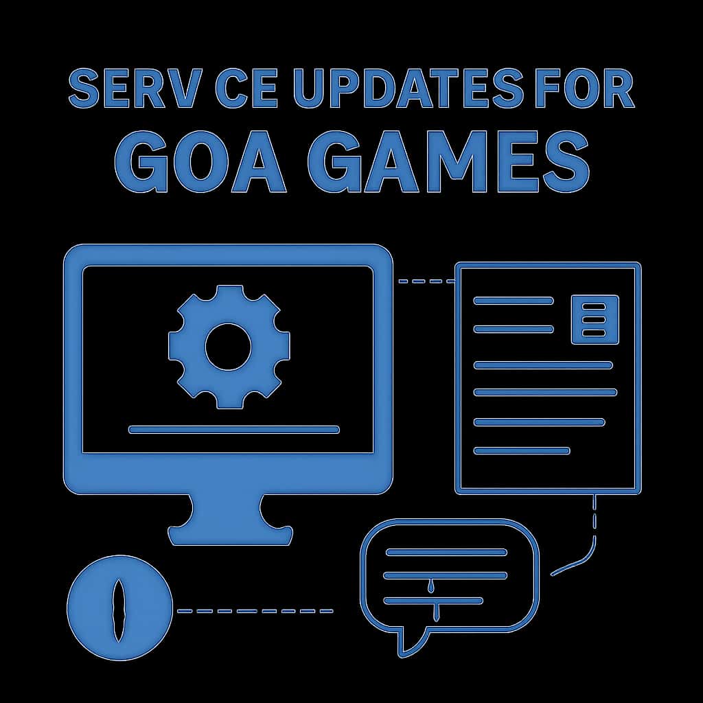 Illustration detailing service updates for Goa Games.