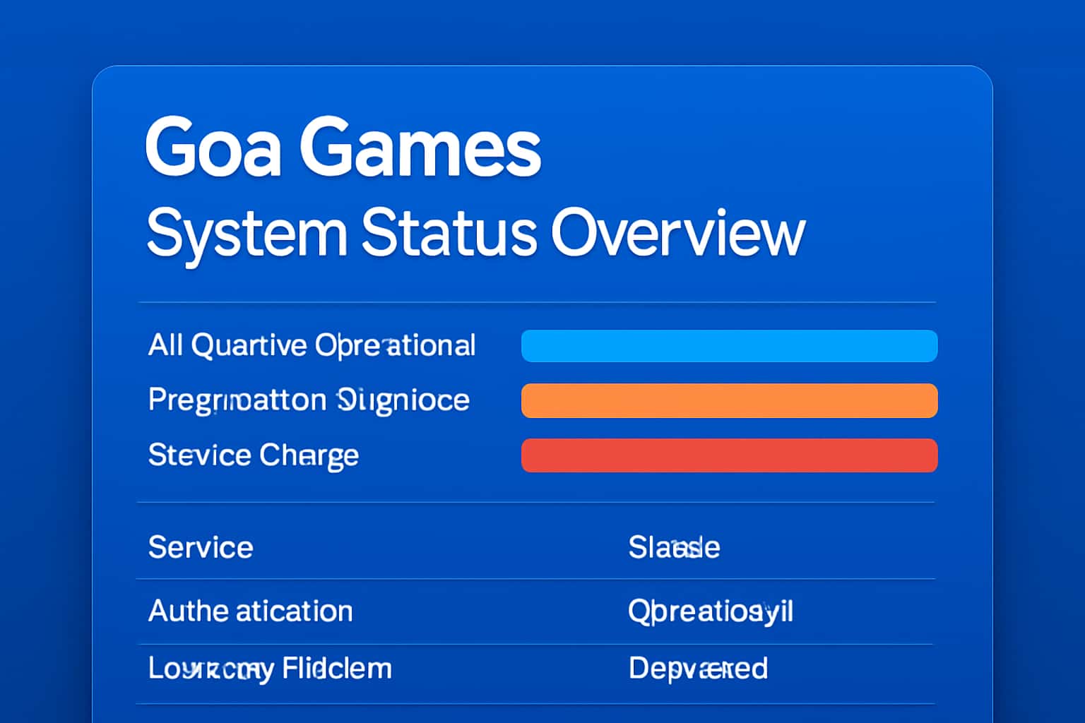Informational scene illustrating the Goa Games System Status Overview.