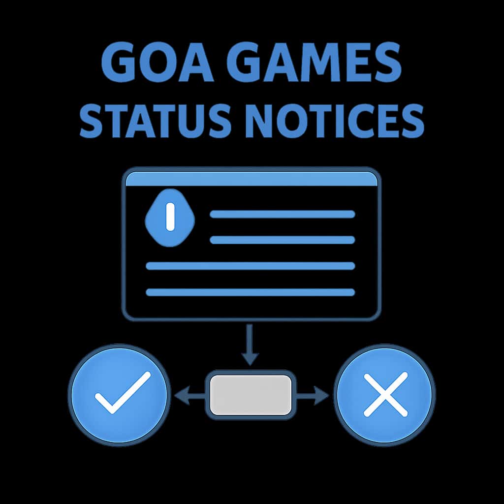Illustration of Goa Games Status Notices.