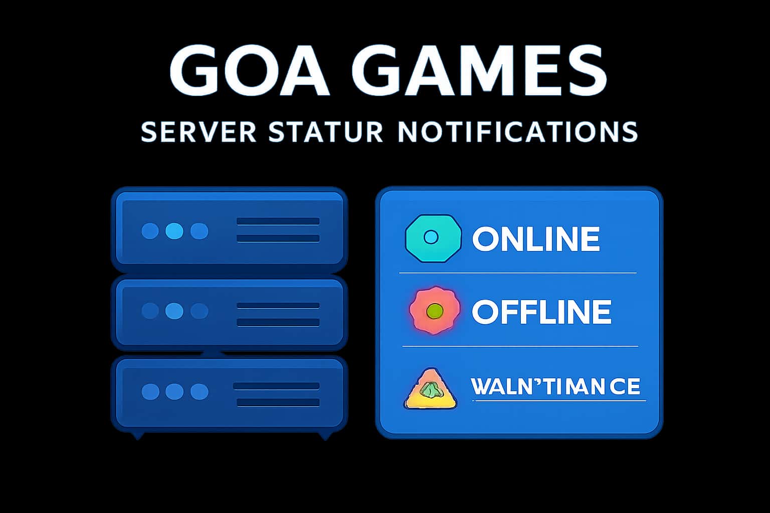 An informational scene showcasing Goa Games Server Status Notifications.